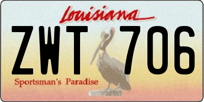 LA license plate ZWT706