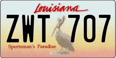 LA license plate ZWT707