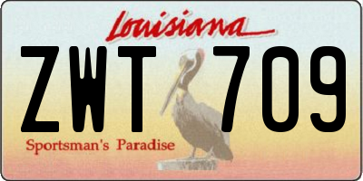 LA license plate ZWT709