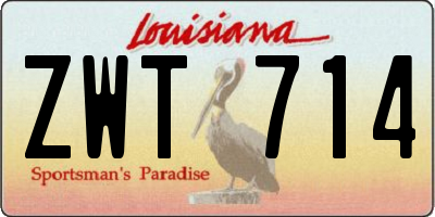 LA license plate ZWT714