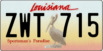 LA license plate ZWT715