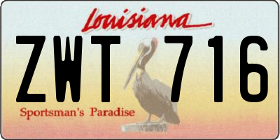 LA license plate ZWT716