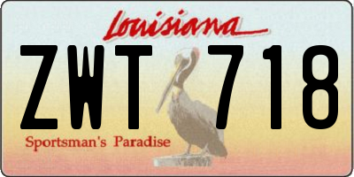 LA license plate ZWT718