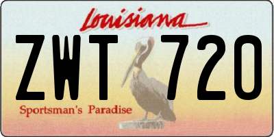 LA license plate ZWT720