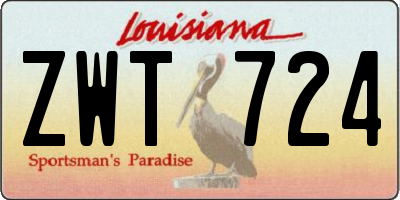 LA license plate ZWT724