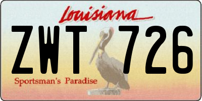 LA license plate ZWT726