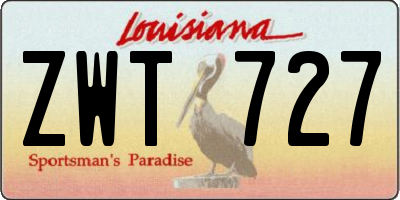 LA license plate ZWT727