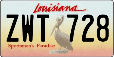 LA license plate ZWT728