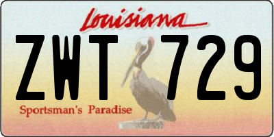 LA license plate ZWT729