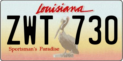 LA license plate ZWT730