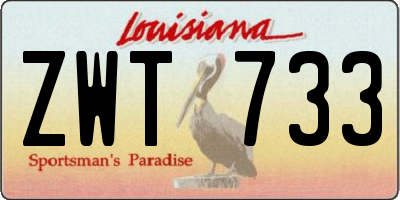 LA license plate ZWT733