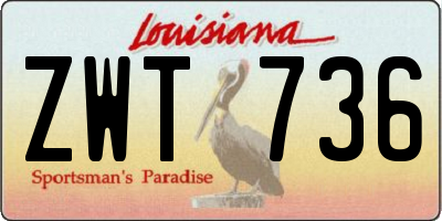 LA license plate ZWT736