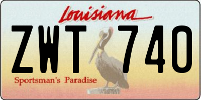 LA license plate ZWT740