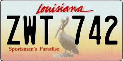 LA license plate ZWT742