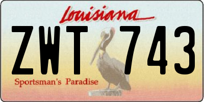 LA license plate ZWT743