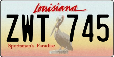 LA license plate ZWT745