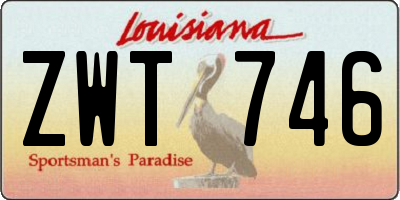 LA license plate ZWT746