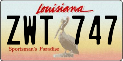 LA license plate ZWT747