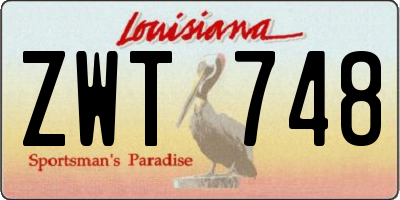 LA license plate ZWT748