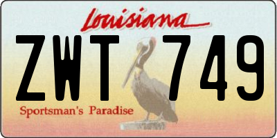 LA license plate ZWT749