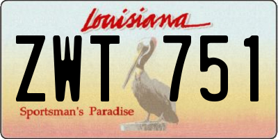 LA license plate ZWT751