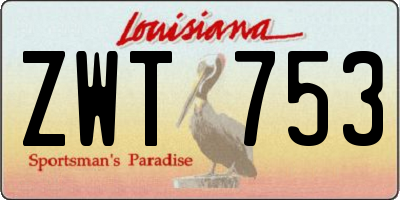 LA license plate ZWT753