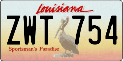 LA license plate ZWT754