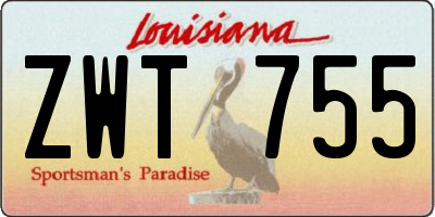 LA license plate ZWT755