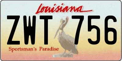 LA license plate ZWT756