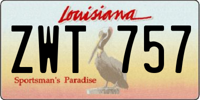 LA license plate ZWT757