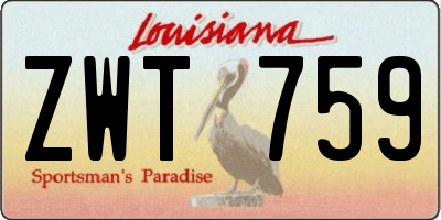 LA license plate ZWT759