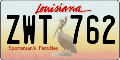 LA license plate ZWT762