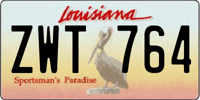 LA license plate ZWT764