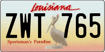 LA license plate ZWT765