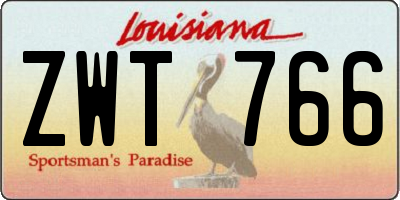 LA license plate ZWT766