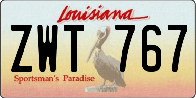 LA license plate ZWT767