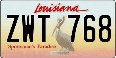 LA license plate ZWT768