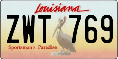 LA license plate ZWT769