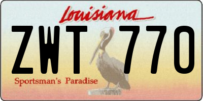 LA license plate ZWT770