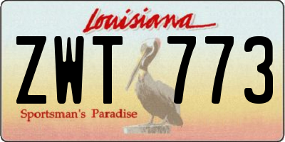 LA license plate ZWT773