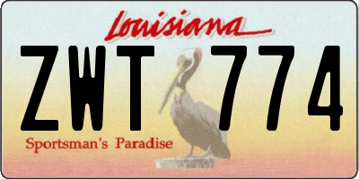 LA license plate ZWT774