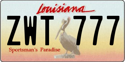 LA license plate ZWT777