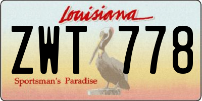 LA license plate ZWT778