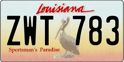 LA license plate ZWT783