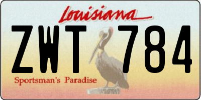 LA license plate ZWT784