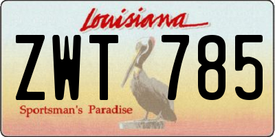 LA license plate ZWT785