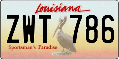 LA license plate ZWT786