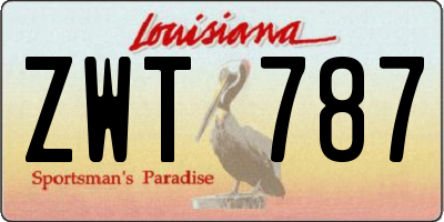 LA license plate ZWT787