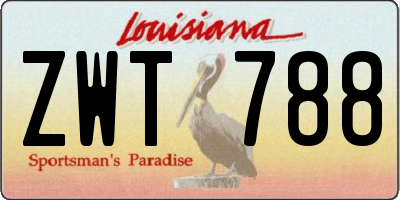 LA license plate ZWT788