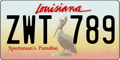 LA license plate ZWT789